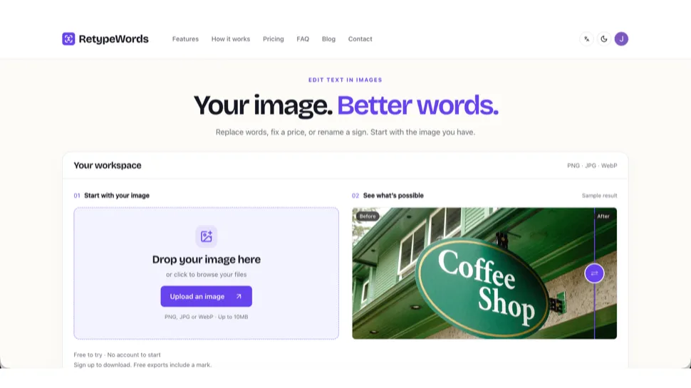 Retypewords screenshot 1