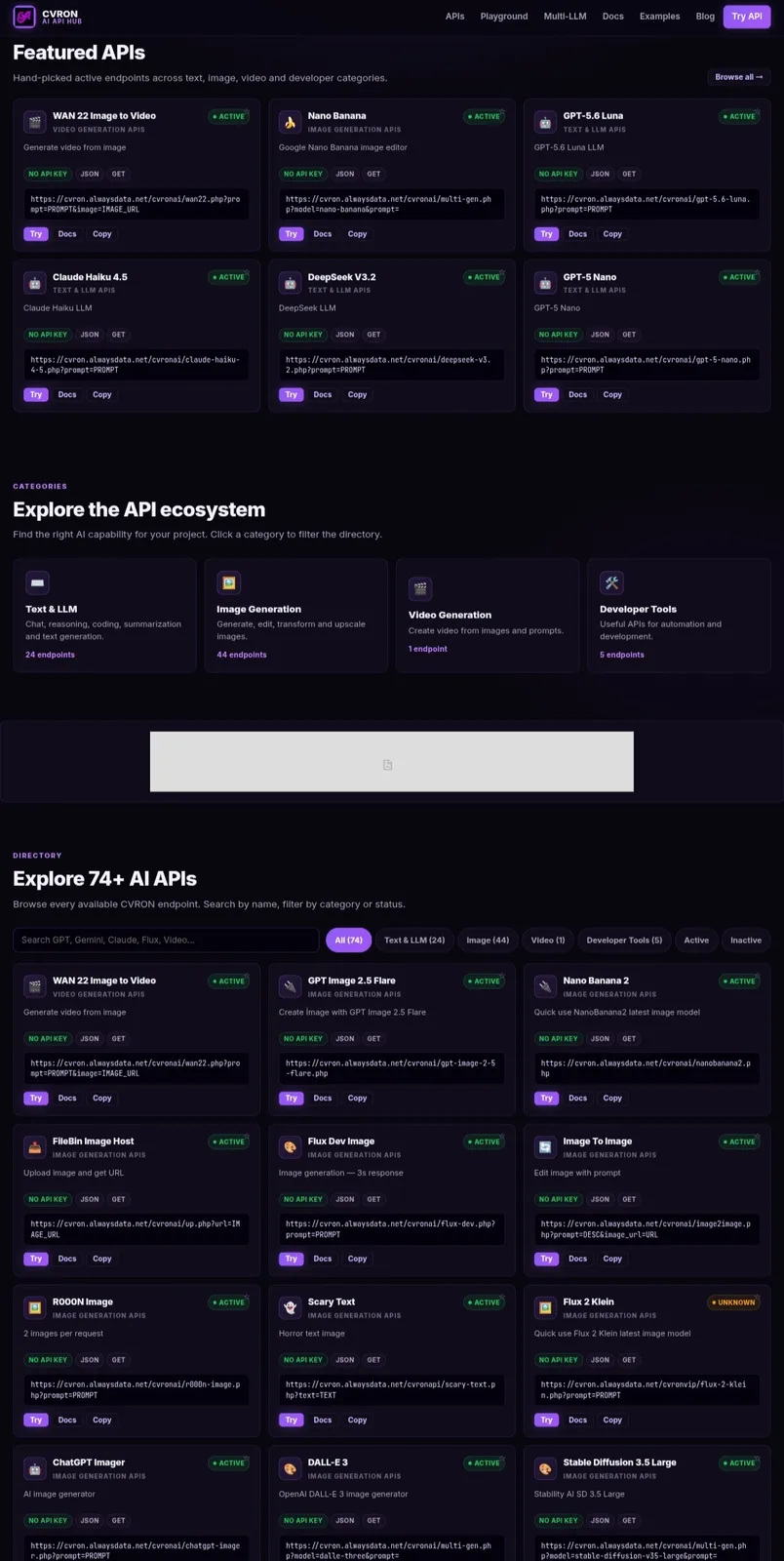 CVRON API HUB screenshot 1