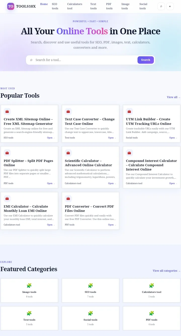 TOOLS10X – Free Online SEO, Image & Utility Tools screenshot 1