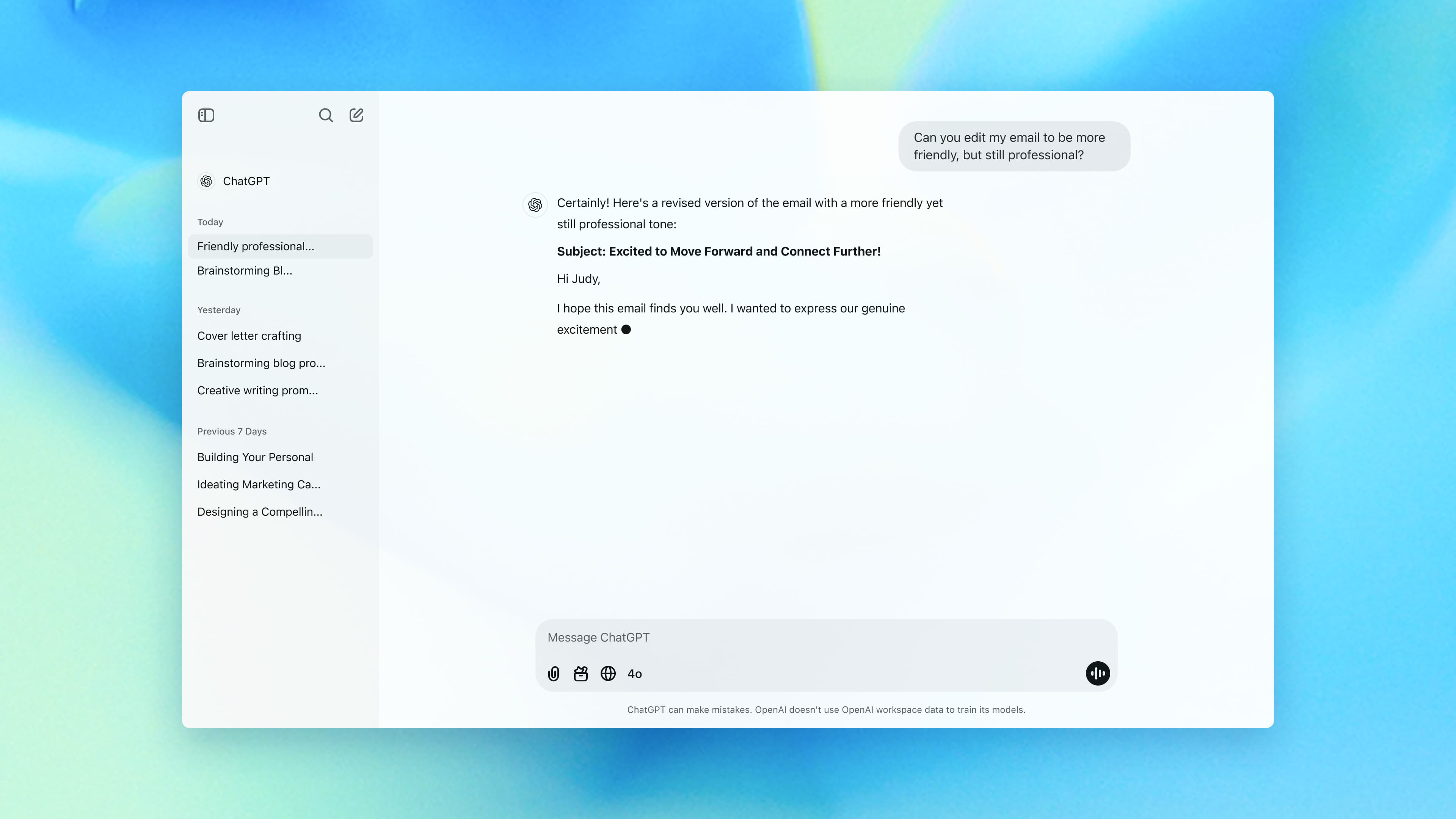 ChatGPT screenshot 1